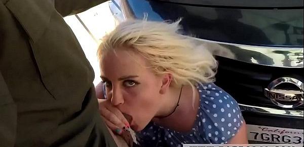  Police bust gangbang Blonde babe does it on the spandex hood of a car